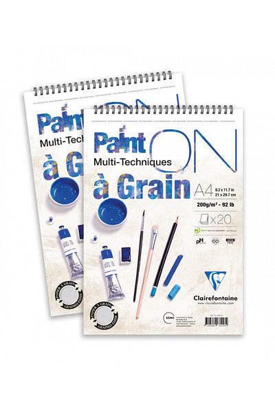 Clairefontaine Paint on Top Spiral 200 Gr 20 Yp A4 Multi-Purpose Drawing Block / Pd 966218