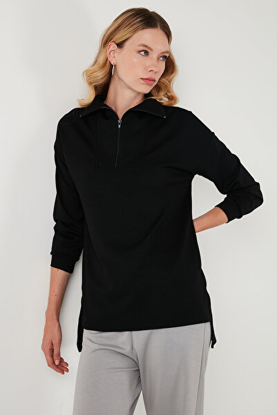 Lela Regular Fit Fermuarlı Yaka Önü Kısa Arkası Uzun Sweat Sweat 5865876