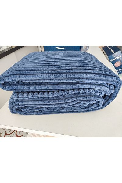 Merinos Modern Line Navy Blue Blanket Set - 3 Pieces
