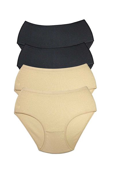 Ethab Ticaret 4 Pieces Women's High Waist Ribbed Bato Panties S014