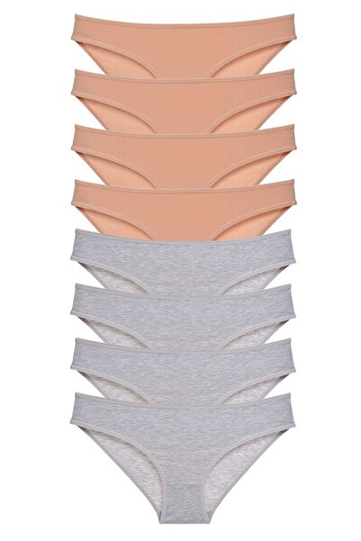 NOVAHAVEN 8 Pieces Super Eco Set Lycra Women's Slip Panties Skin Gray