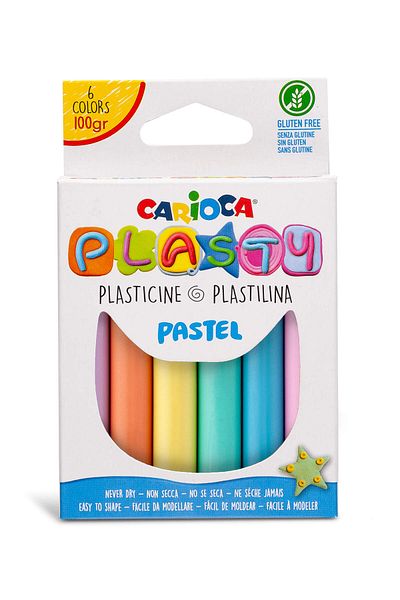 CARIOCA Plasticine 6 Pastel Colors, Does Not Dry, Plasty, 100 G