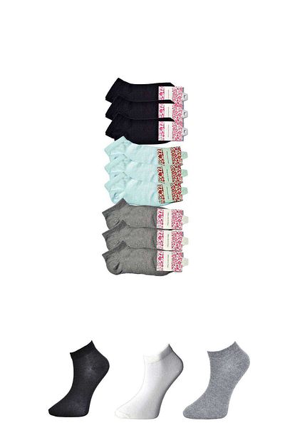 Royaleks Black Gray and White Women's Ankle Socks 9 pairs