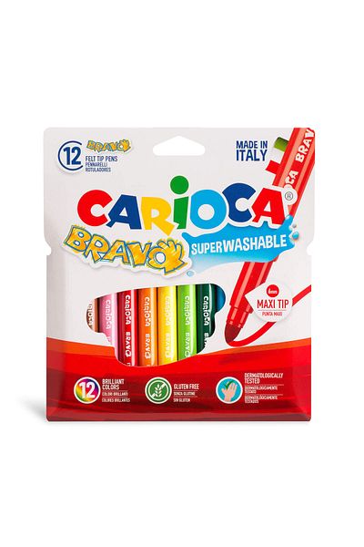 CARIOCA Bravo 12-Piece Super Washable Thick Tip Felted Crayons Set