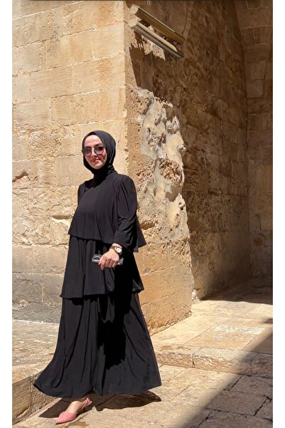 Zümra Tesettür Moda Mihra Elbise Siyah Beden 2-46-52