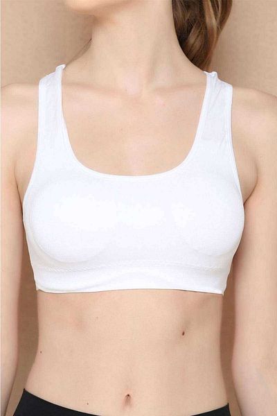 Ethab Ticaret Elite Life 777 Model Supported White Sports Bustier - Wide Strap Bra