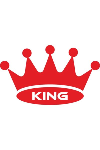 Beta Moda Hub King Yazılı Kral Tacı Oto Sticker Kırmızı 21*13 Cm