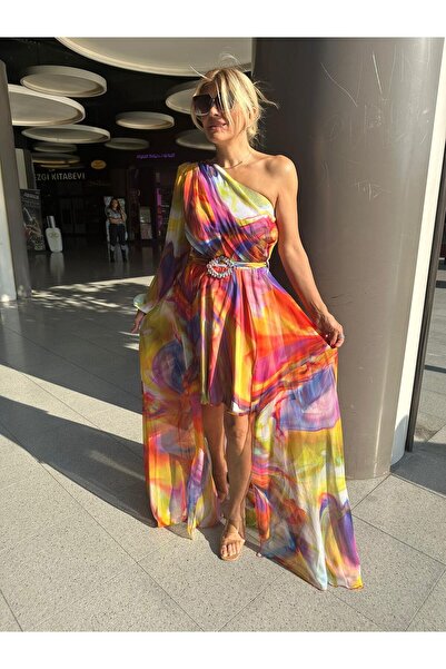 NO NAME Exp24 Şifon Tek Omuz Abiye Elbise