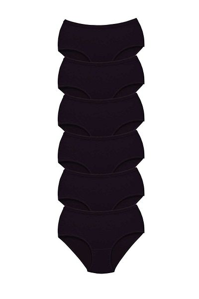 sedustore High Waist 6 Pieces Tutku Women's Black Bato Panties - Thick Rubber