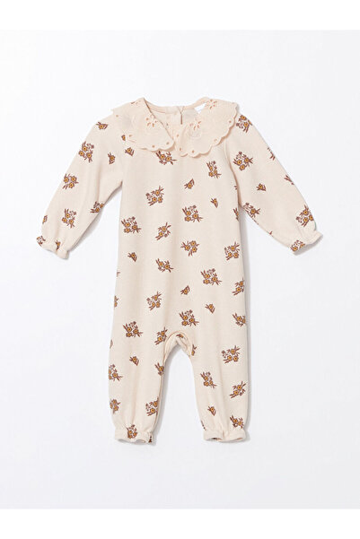 LC Waikiki Ecru Peter Pan collar Floral Baby Girl Romper