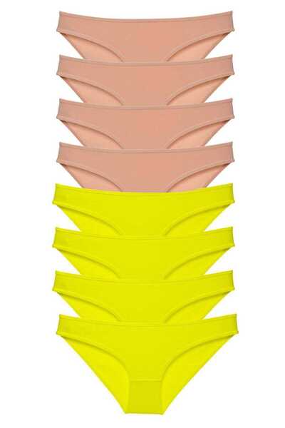Royaleks 8 Pieces Super Eco Set Lycra Women's Slip Panties Yellow Skin