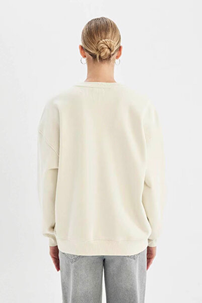 DeFacto Γυναικείο φούτερ εκρού - Μοντέλο Y1346az/er232