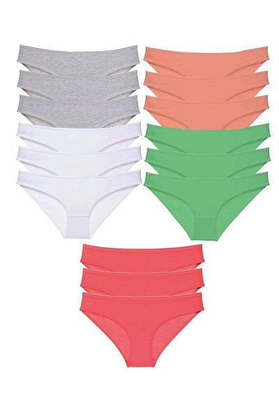 Ethab Ticaret 15 Pieces Lycra Eco Women's Slip Set - Gray, White, Powder Green and Fuchsia