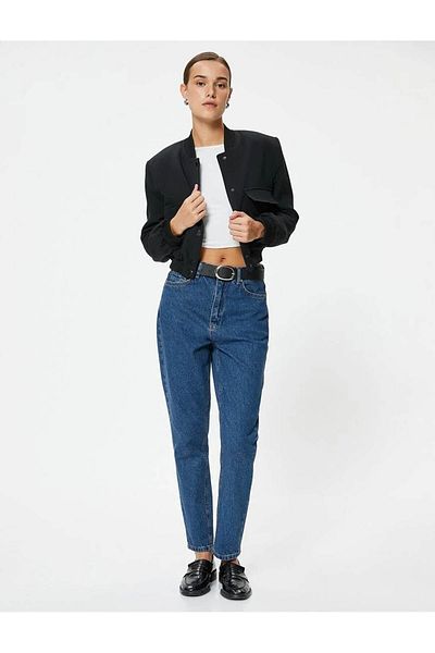 Koton Crop Jeans s vysokým pasem - Rovná noha Mom Jean