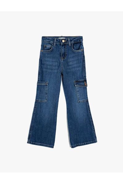 Koton Baumwoll-Jeans mit weitem Bein - Jeans mit weitem Bein und Taschen