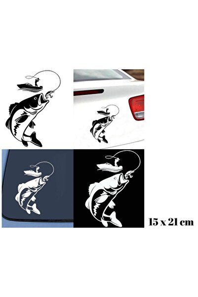 BİLGİMOLA رجل يحمل سمكة غطاء محرك السيارة ملصق جديد مخصص 15*21 سم