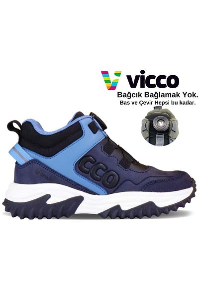 Vicco حذاء لويس ذكي برباط لتقويم العظام للأطفال باللون الأزرق الداكن