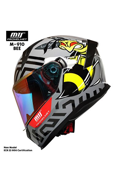 MTS M-910 BEE GÜNEŞ VİZÖRLÜ KASK (KIRMIZI CAMLI)