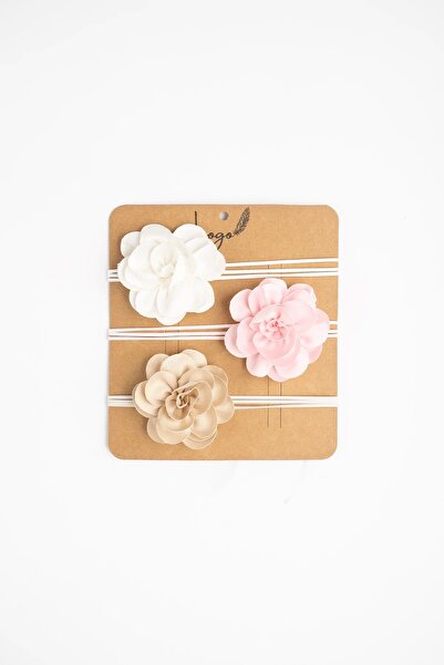 LOGO AKSESUAR Çiçek Choker Kolye 3'lü Mat Saten Yonca Tasarım (120cm)