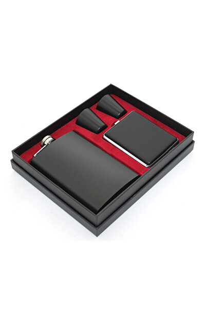 OEM Stainless Steel 2 Shot Glass and Saucer Flask Set Alk2670