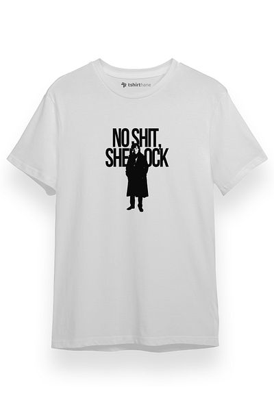 Tshirthane Sherlock No Shit Ανδρικό μπλουζάκι με κοντό μανίκι Sherlock White