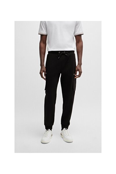 BOSS Zıt renkte cepli pamuk karışımlı eşofman altı