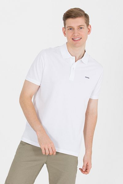 U.S. Polo Assn. Λευκό ανδρικό μπλουζάκι με γιακά Polo 50264892 -VR013