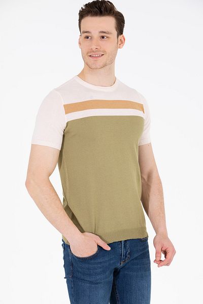 U.S. Polo Assn. Men's Khaki Crew Neck Knitwear Sweater 50264624 -Vr027