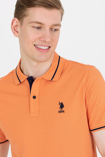 U.S. Polo Assn. Мъжка тениска с поло яка в цвят тухла 50264890-VR031