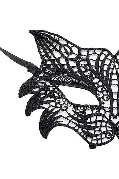 Miracle Omni Black Color Cat Model Lace Embroidery Party Mask No 8