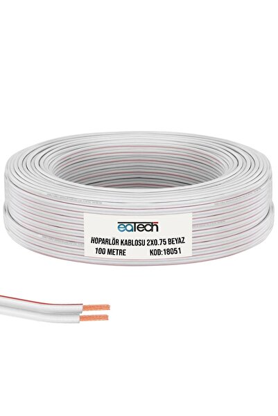 POLAXTOR Hoparlör Kablosu Kordon 2x0.75 Beyaz 100 Metre