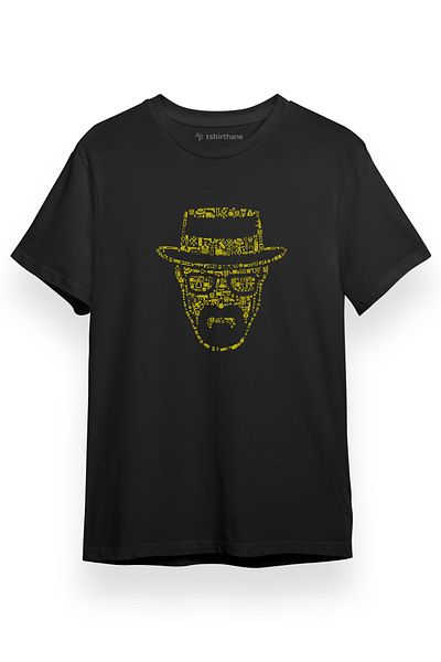 Tshirthane Ανδρικό μπλουζάκι Heisenberg Yellow Essential Μαύρο κοντομάνικο