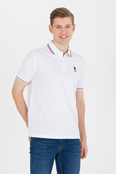 U.S. Polo Assn. Men's White Basic Polo Neck T-Shirt 50264906-Vr013