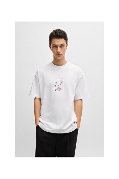 HUGO Lb Kuğu Grafikli Büyük Beden Tişört