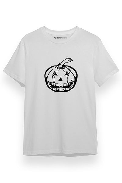 Tshirthane Smiling Pumpkin Icon Λευκό κοντομάνικο ανδρικό μπλουζάκι