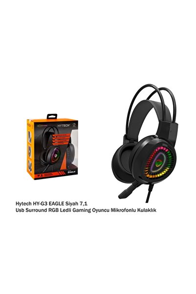Hytech Kulaklık Hy-g3 Eagle Siyah 7.1 Usb Surround Rgb Ledli Gaming Oyuncu Mi...