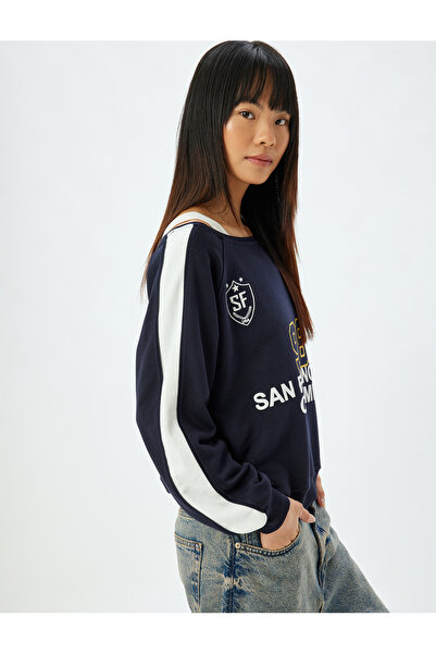 Koton Women's Navy Oversized Sweatshirt