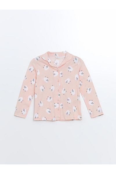 LC Waikiki Lcw Shirt Collar Printed Long Sleeve Girl's Pajamas Set