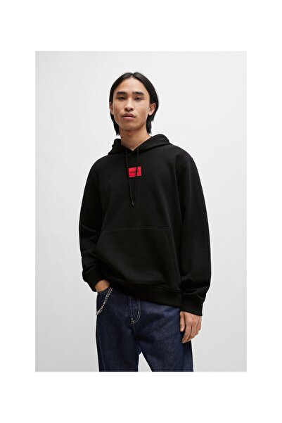 HUGO Logo Etiketli Pamuklu Havlu Kumaştan Normal Kesim Kapüşonlu