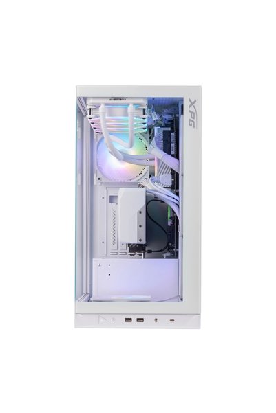 XPG Ventilator Invader X Alb cu 5x ARGB, USB 3.2, tip C, cu suport pentru GPU și suport GPU, ATX, pentru gaming, tip ATX