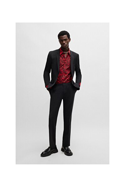 HUGO Baskılı Pamuklu Poplin Dar Kesim Gömlek