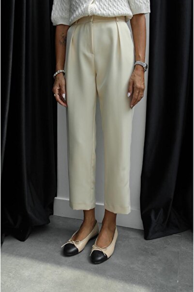 Havoş High Waist Cream Dimple Trousers