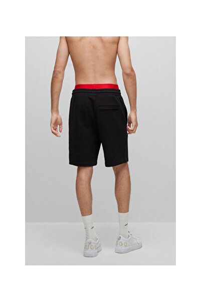 HUGO El Yazısı Logolu Rahat Kesim Pamuklu Havlu Kumaştan Şort
