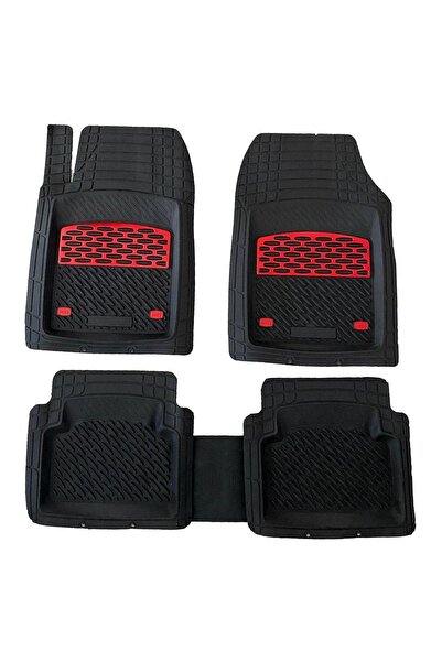 TEAMCAR Seat Leon Paspas Havuzlu Krom Kırmızı Universal