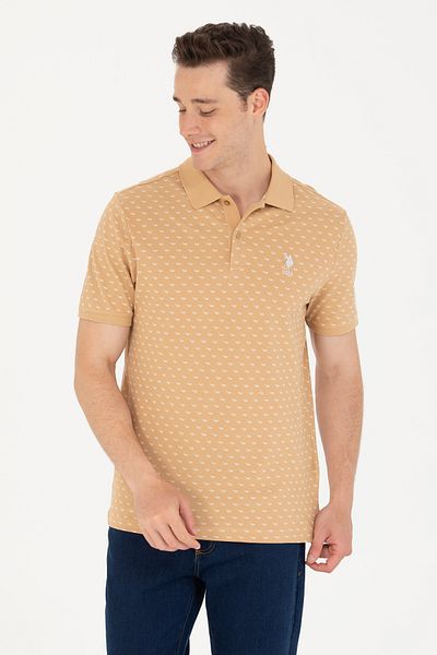 U.S. Polo Assn. Ανδρικό μπλουζάκι Camel Polo Neck 50265024 -vr015