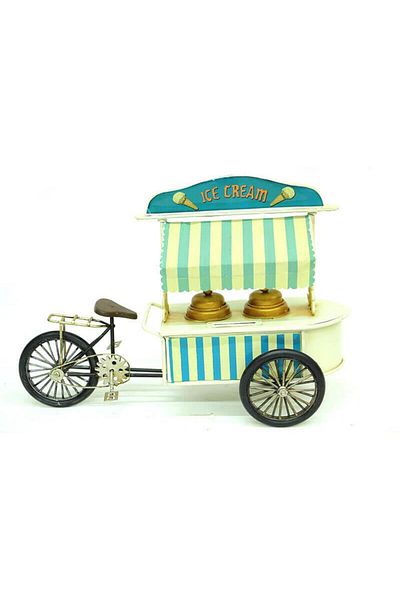 ECOME Decorative Metal Ice Cream Cart Figurine Home Office Gift