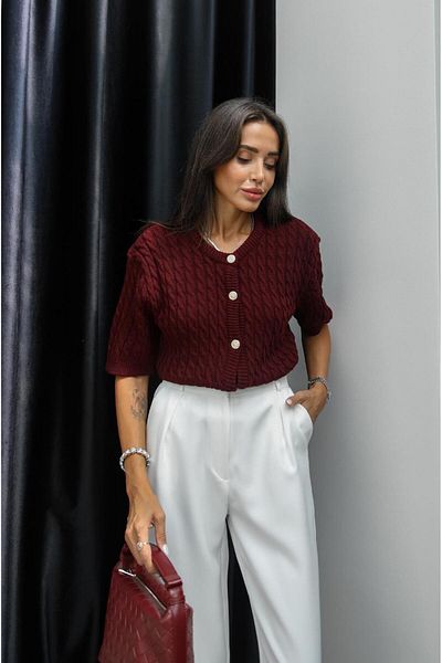 Havoş Cardigan cu mânecă scurtă Gallia Burgundy