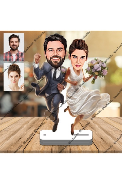 wonderlike Gelin Damat 3D Ahşap Biblo,Sevgiliye Hediye,Doğum Günü Hediyesi