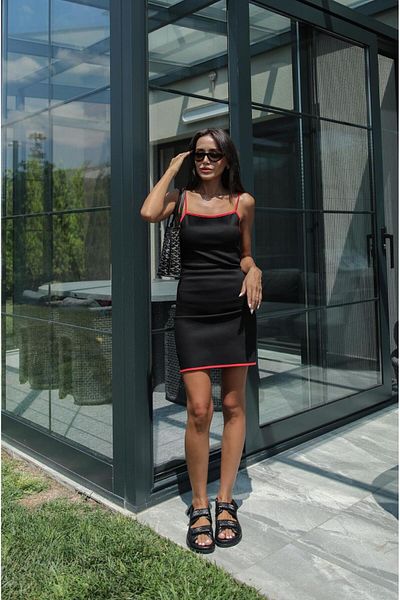 Havoş Black Strap Dress - Piping Design