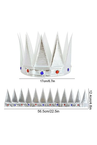 CEKAVE Silver Color Eva Soft King Royal Crown Compatible with Adult and Child 55 cm